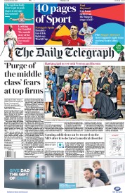 The Daily Telegraph (UK) Newspaper Front Page for 16 June 2018