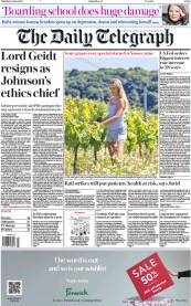 The Daily Telegraph front page for 16 June 2022