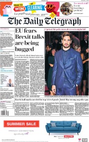 The Daily Telegraph (UK) Newspaper Front Page for 16 August 2018