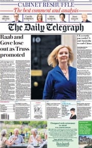 The Daily Telegraph (UK) Newspaper Front Page for 16 September 2021