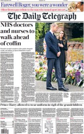 The Daily Telegraph front page for 16 September 2022