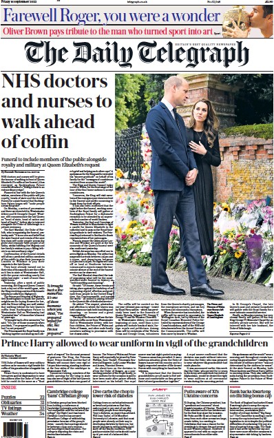 The Daily Telegraph UK Front Page For 16 September 2022 Paperboy 