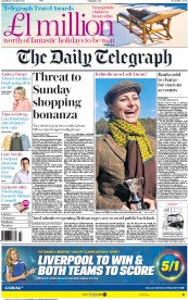 The Daily Telegraph (UK) Newspaper Front Page for 17 October 2015