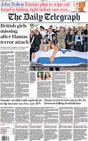 The Daily Telegraph (UK) Newspaper Front Page for 17 October 2023