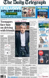The Daily Telegraph Newspaper Front Page (UK) for 17 November 2012