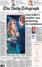 The Daily Telegraph Newspaper Front Page (UK) for 17 December 2012