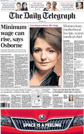 The Daily Telegraph Newspaper Front Page (UK) for 17 January 2014