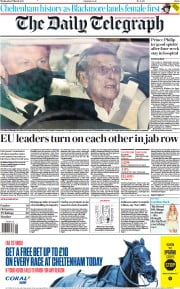The Daily Telegraph (UK) Newspaper Front Page for 17 March 2021