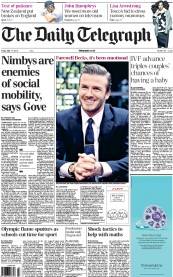 The Daily Telegraph (UK) Newspaper Front Page for 17 May 2013