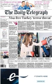 The Daily Telegraph (UK) Newspaper Front Page for 17 May 2016