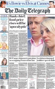 The Daily Telegraph front page for 17 May 2022