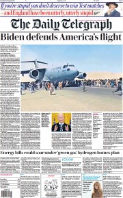 The Daily Telegraph (UK) Newspaper Front Page for 17 August 2021