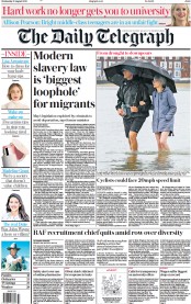 The Daily Telegraph front page for 17 August 2022