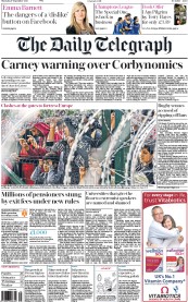 The Daily Telegraph (UK) Newspaper Front Page for 17 September 2015