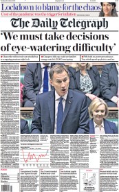 The Daily Telegraph (UK) Newspaper Front Page for 18 October 2022