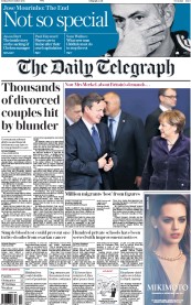The Daily Telegraph (UK) Newspaper Front Page for 18 December 2015