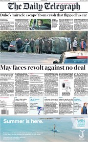 The Daily Telegraph (UK) Newspaper Front Page for 18 January 2019