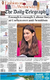 The Daily Telegraph (UK) Newspaper Front Page for 18 April 2018