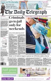 The Daily Telegraph (UK) Newspaper Front Page for 18 May 2016