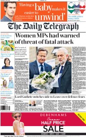 The Daily Telegraph (UK) Newspaper Front Page for 18 June 2016