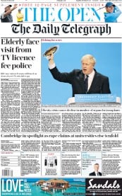 The Daily Telegraph (UK) Newspaper Front Page for 18 July 2019