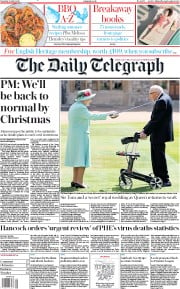 The Daily Telegraph (UK) Newspaper Front Page for 18 July 2020