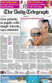 The Daily Telegraph Newspaper Front Page (UK) for 18 August 2011