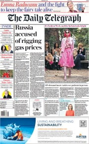 The Daily Telegraph (UK) Newspaper Front Page for 18 September 2021