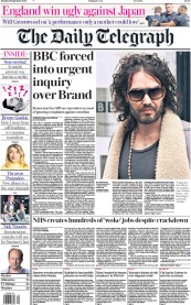The Daily Telegraph (UK) Newspaper Front Page for 18 September 2023