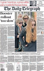 The Daily Telegraph (UK) Newspaper Front Page for 19 October 2021