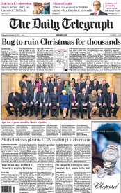 The Daily Telegraph (UK) Newspaper Front Page for 19 December 2012