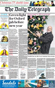 The Daily Telegraph (UK) Newspaper Front Page for 19 December 2020