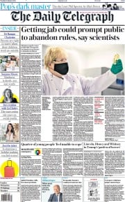 The Daily Telegraph (UK) Newspaper Front Page for 19 January 2021