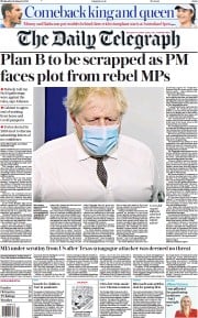 The Daily Telegraph front page for 19 January 2022