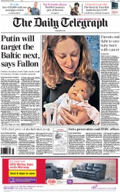 The Daily Telegraph (UK) Newspaper Front Page for 19 February 2015