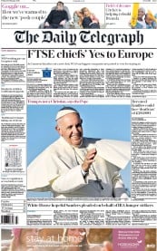 The Daily Telegraph (UK) Newspaper Front Page for 19 February 2016