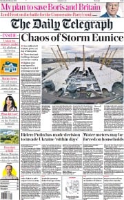 The Daily Telegraph (UK) Newspaper Front Page for 19 February 2022