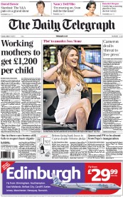 The Daily Telegraph (UK) Newspaper Front Page for 19 March 2013
