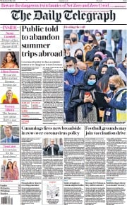 The Daily Telegraph (UK) Newspaper Front Page for 19 May 2021