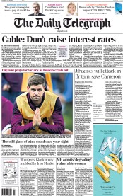The Daily Telegraph (UK) Newspaper Front Page for 19 June 2014
