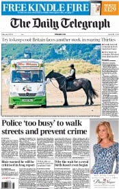 The Daily Telegraph Newspaper Front Page (UK) for 19 July 2013