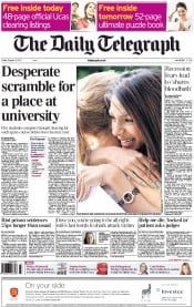 The Daily Telegraph Newspaper Front Page (UK) for 19 August 2011
