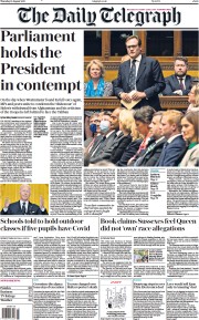 The Daily Telegraph (UK) Newspaper Front Page for 19 August 2021