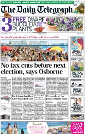 The Daily Telegraph Newspaper Front Page (UK) for 1 October 2011