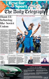 The Daily Telegraph (UK) Newspaper Front Page for 1 October 2018