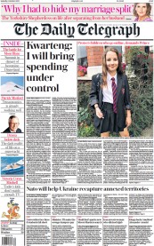 The Daily Telegraph (UK) Newspaper Front Page for 1 October 2022