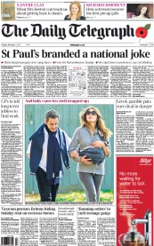 The Daily Telegraph Newspaper Front Page (UK) for 1 November 2011