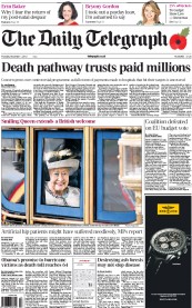 The Daily Telegraph (UK) Newspaper Front Page for 1 November 2012