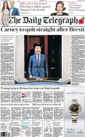 The Daily Telegraph (UK) Newspaper Front Page for 1 November 2016
