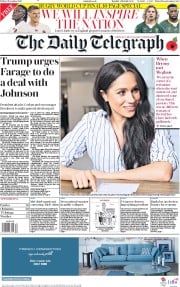 The Daily Telegraph (UK) Newspaper Front Page for 1 November 2019